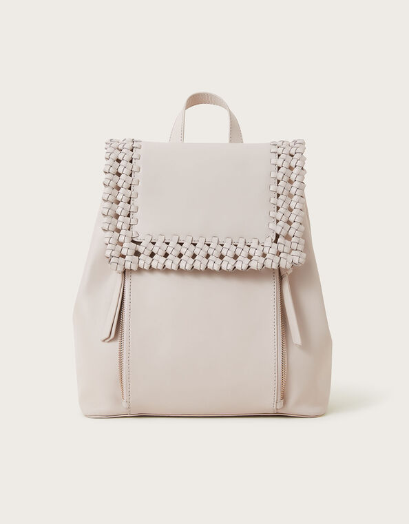 Leather Woven Backpack, , large