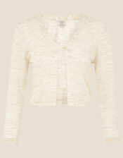 Button Shrug in Linen Blend, Natural (NATURAL), large