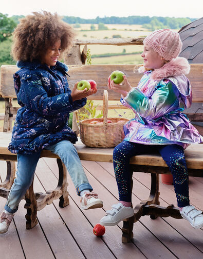 Rainbow Metallic Padded Coat with Hood Pink, Pink (PINK), large
