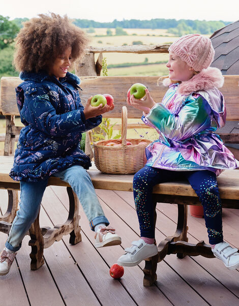 Rainbow Metallic Padded Coat with Hood, Pink (PINK), large