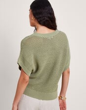 Sia Short Sleeve Sweater, Green (KHAKI), large