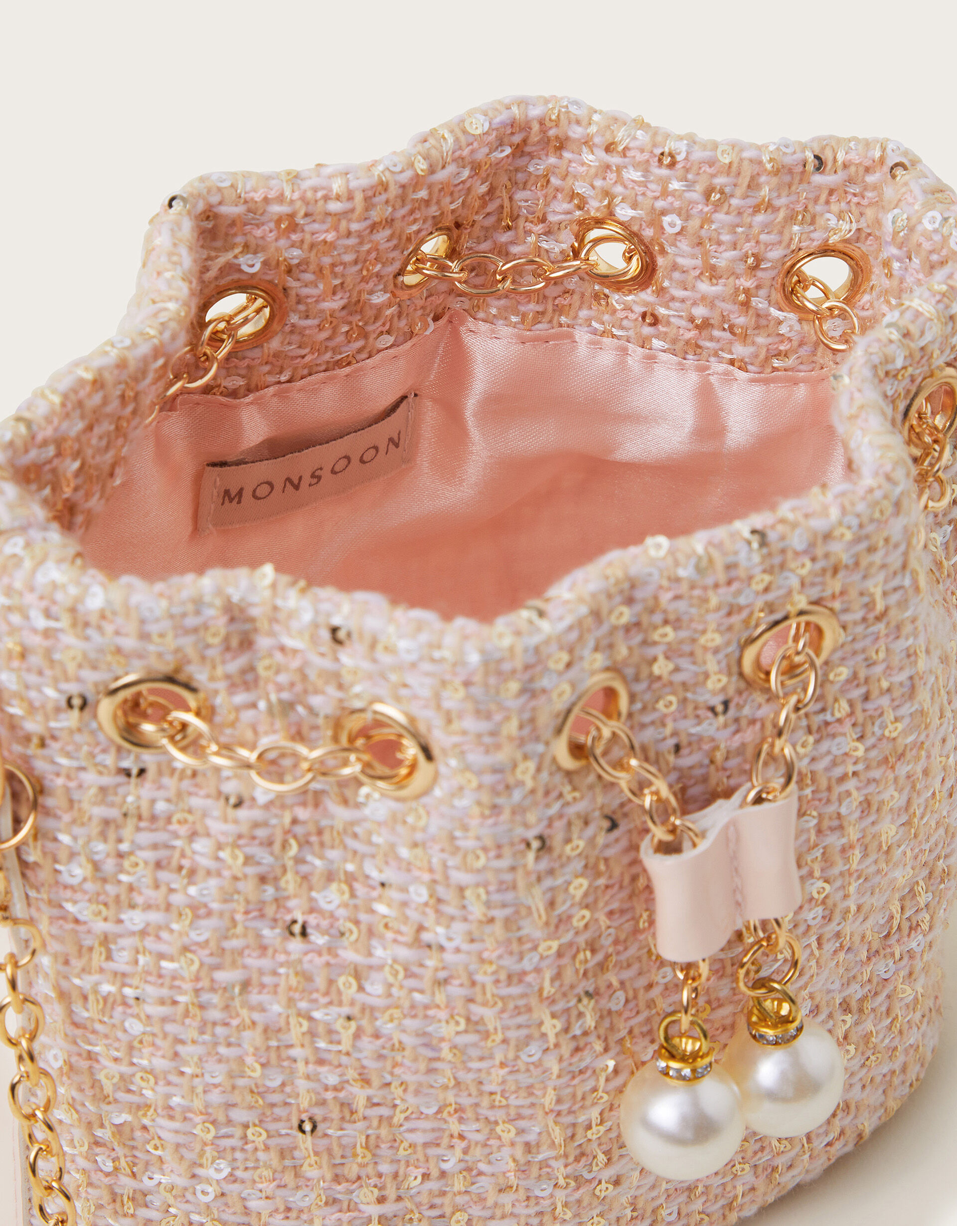 Sequin Tweed Bucket Bag