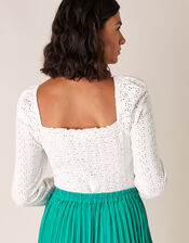 Broderie Anglaise Bardot Top, Ivory (IVORY), large