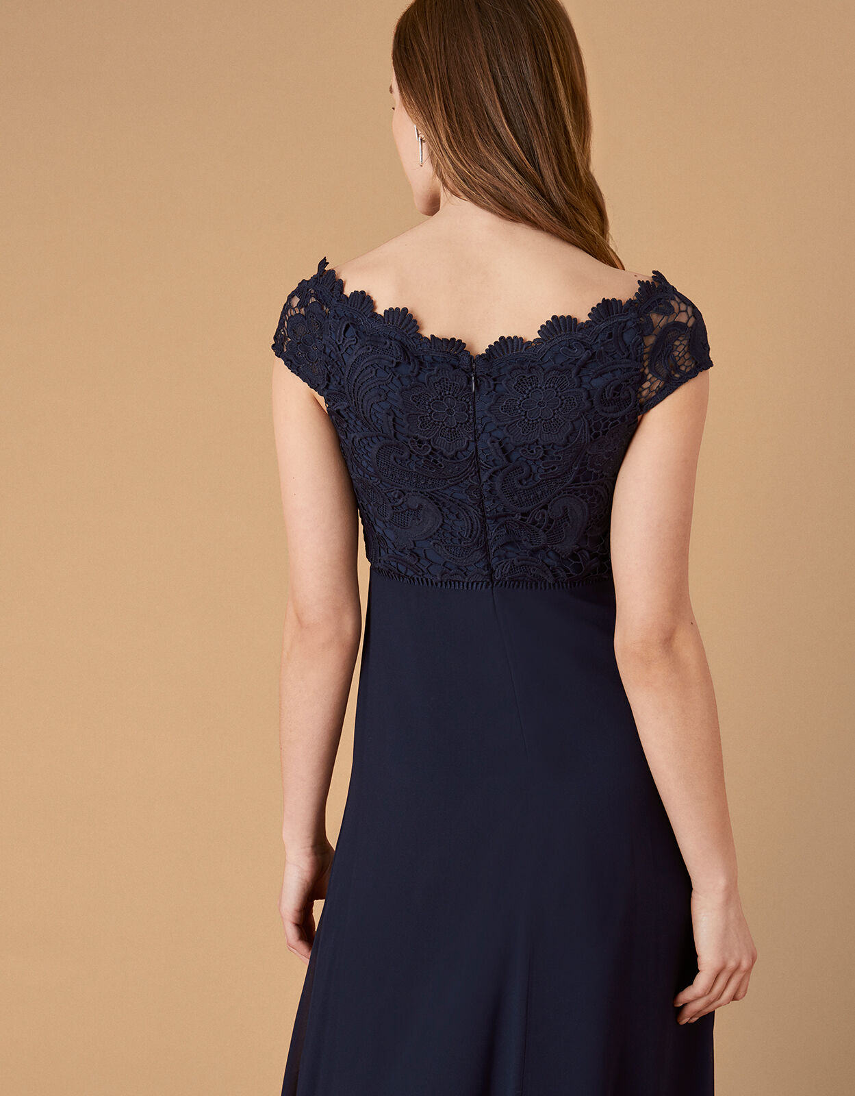 Navy lace bardot dress sale