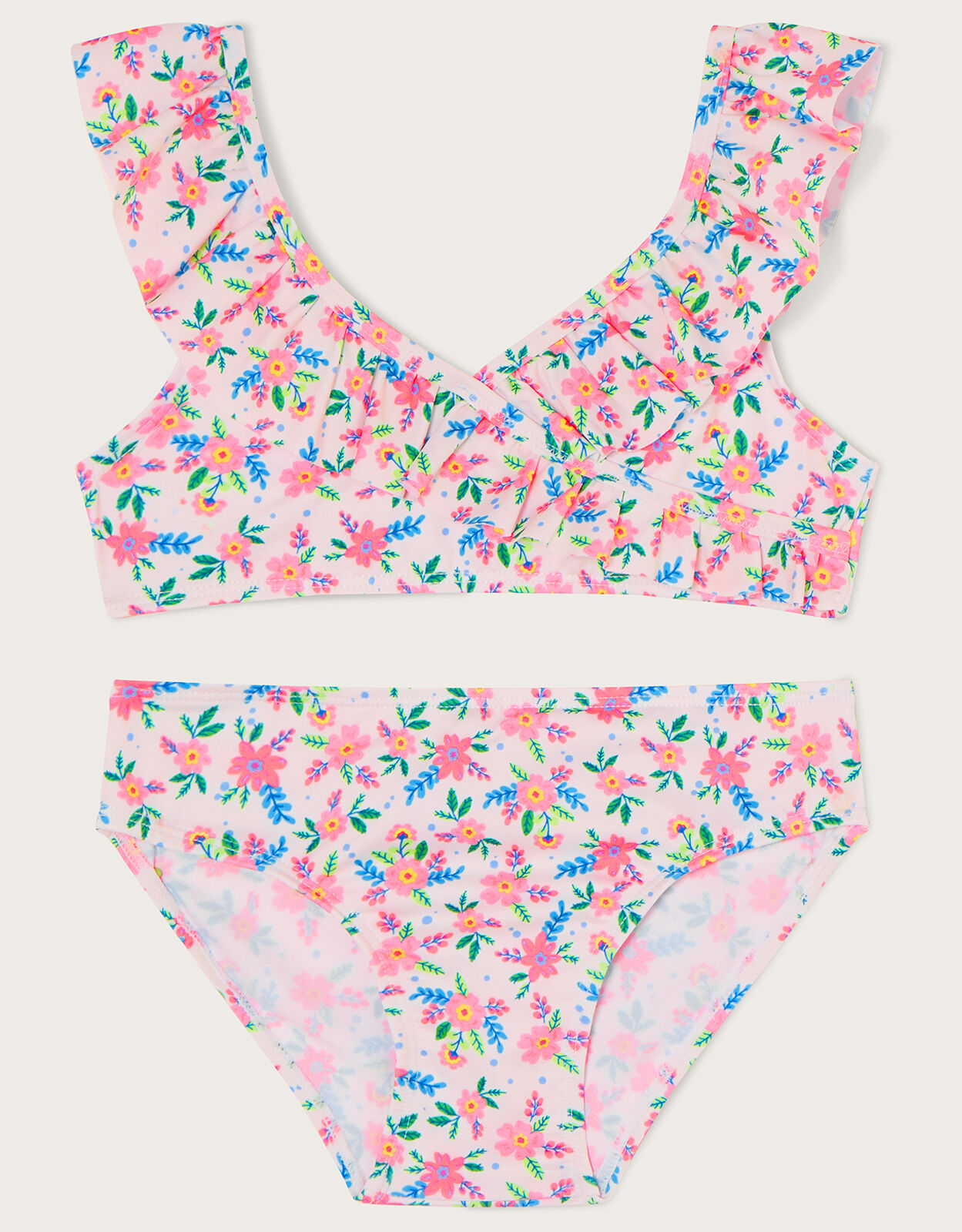 Ditsy Spot Wrap Bikini Set Ivory Girls Beach Swimwear