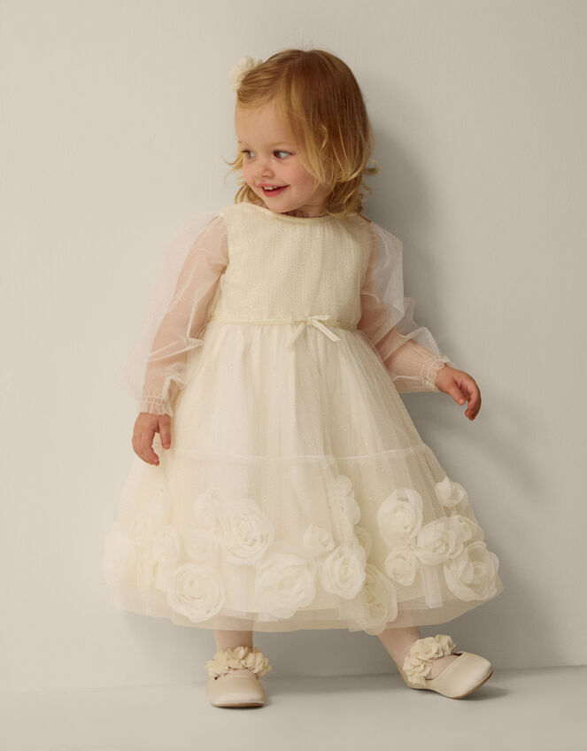Baby Remi Rose Appliqu&eacute; Glitter Party Dress, Gold (GOLD), large