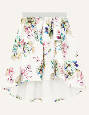 Chiffon Top and Floral Scuba Skirt Set, Ivory (IVORY), large