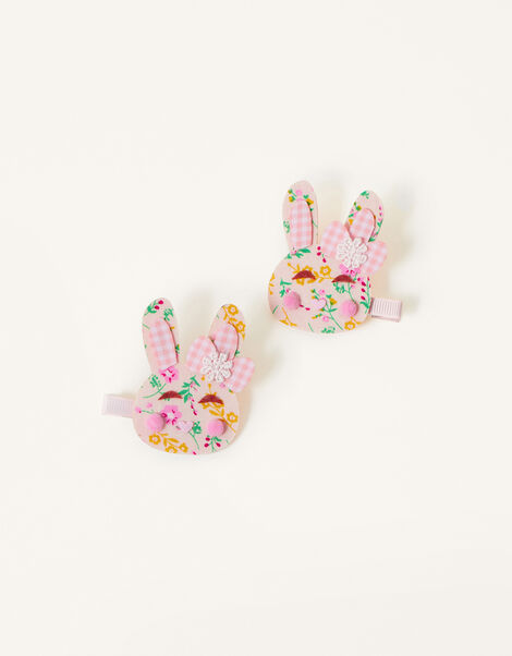 Gingham Bunny Hair Clip Twinset, , large