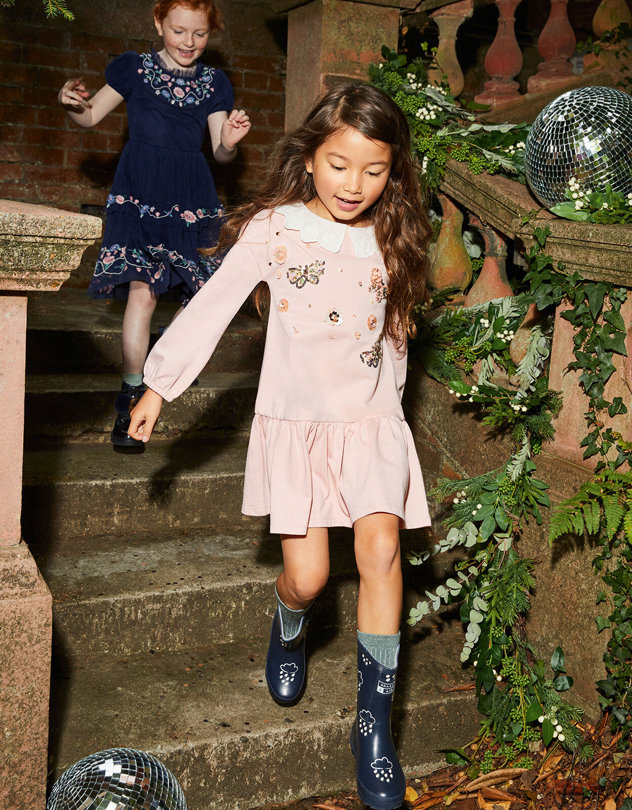 Butterfly Collar Sweat Dress Pink