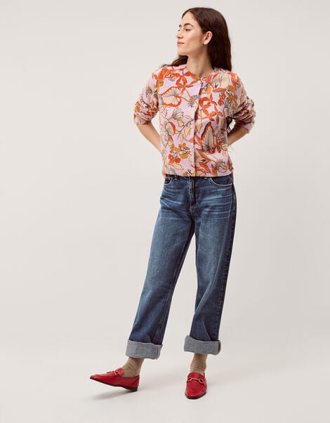 Isabella Floral Print Cardigan, Pink (PINK), large