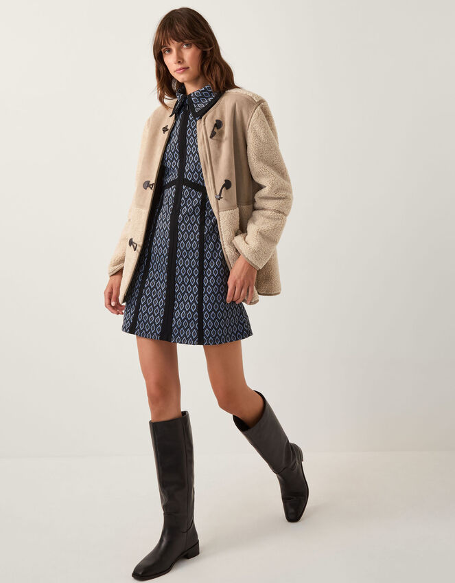 Jen Jacquard Mini Shirt Dress, Grey (GREY), large