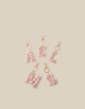 Embellished Velvet Initial Bag Charm, Pink (PINK), large