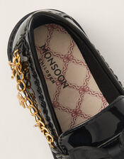 Heart Patent Loafer School Shoes, Black (BLACK), large