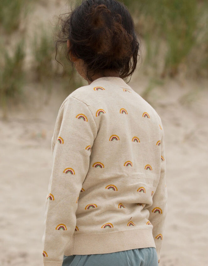 Little Green Radicals From One to Another Rainbow Cardigan, Cream (CREAM), large