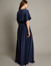 Jillian Drape Tie Waist Bridesmaid Dress, Blue (NAVY), large