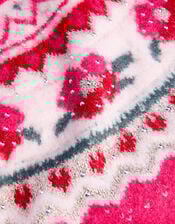 Rhinestone Floral Fair Isle Jumper, Pink (PINK), large