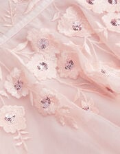 Oelene Floral Embroidered Skater Dress, Pink (PINK), large