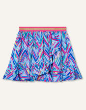 Chevron Foil Print Skirt, Blue (BLUE), large