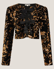 Shola Sequin Bow Jacket, Black (BLACK), large