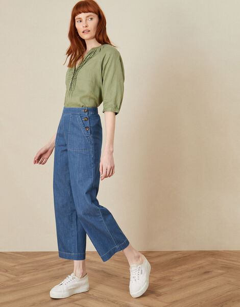 Harper Denim Pull-On Trousers, Blue (DENIM BLUE), large