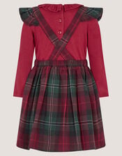 Baby Christmas Top & Tartan Pinafore Dress Set, Red (BURGUNDY), large