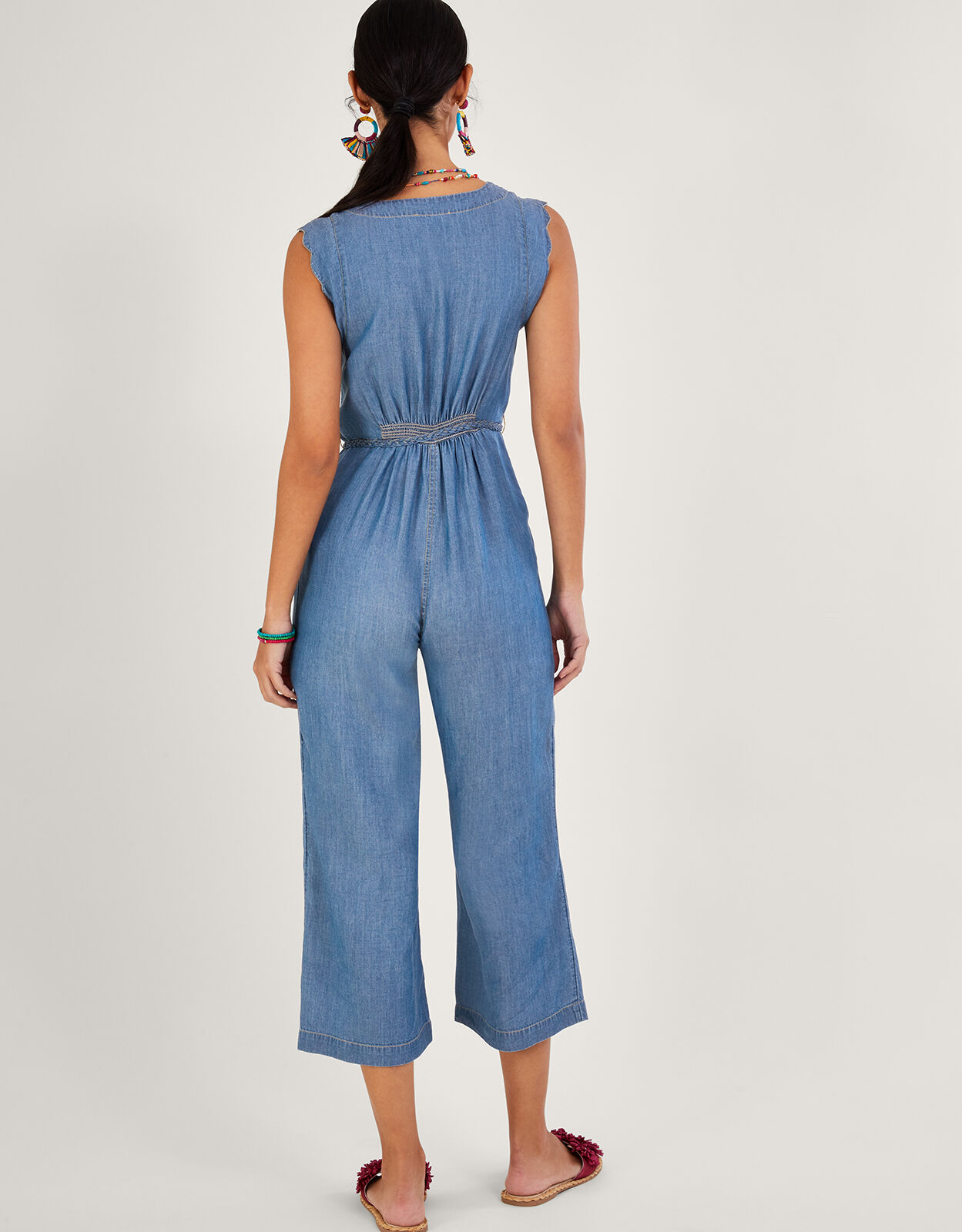 Belt shop denim jumpsuit