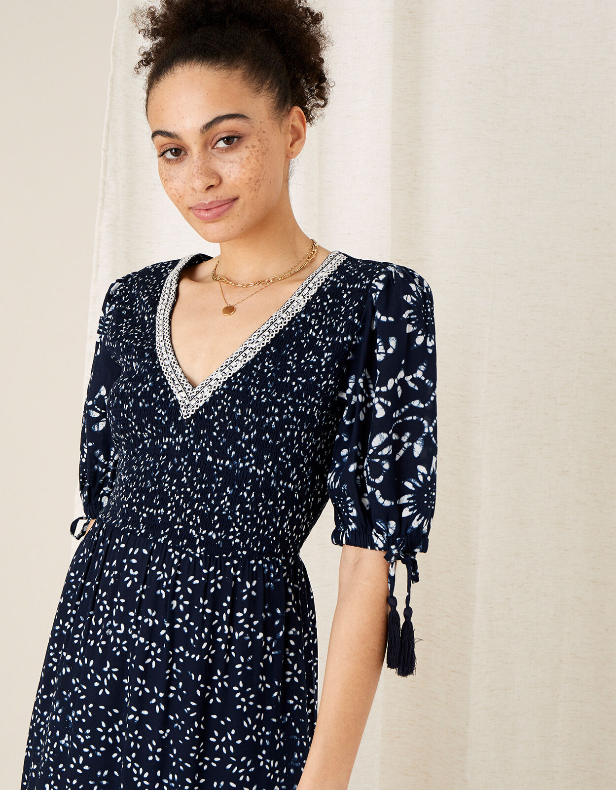 ARTISAN STUDIO Mix Print Tiered Dress Blue Artisan Monsoon Global
