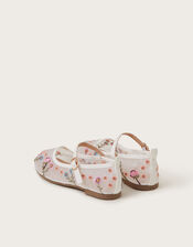 Floral Embroidered Mesh Ballet Flats, Multi (MULTI), large