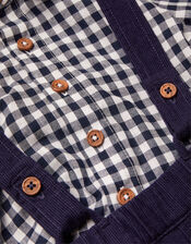 Newborn David Dungaree and Gingham Shirt Set, Blue (NAVY), large