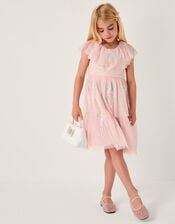 Embellished Bow Cape Sleeve Dress, Pink (PINK), large