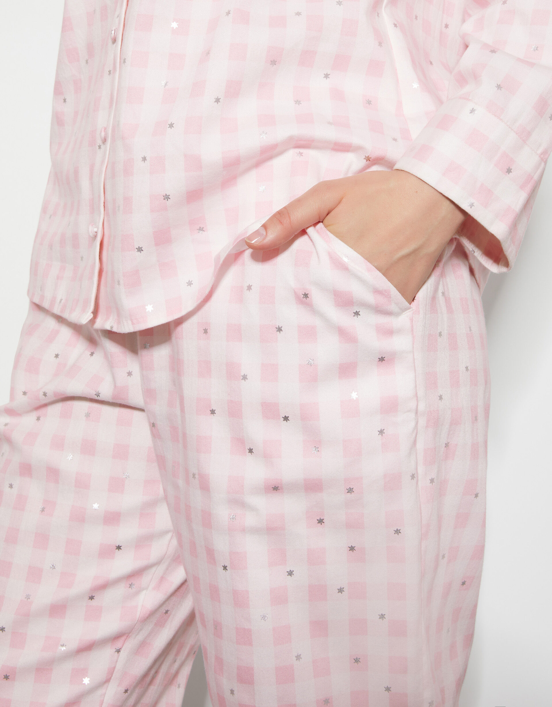 Pink gingham pyjamas ladies hotsell