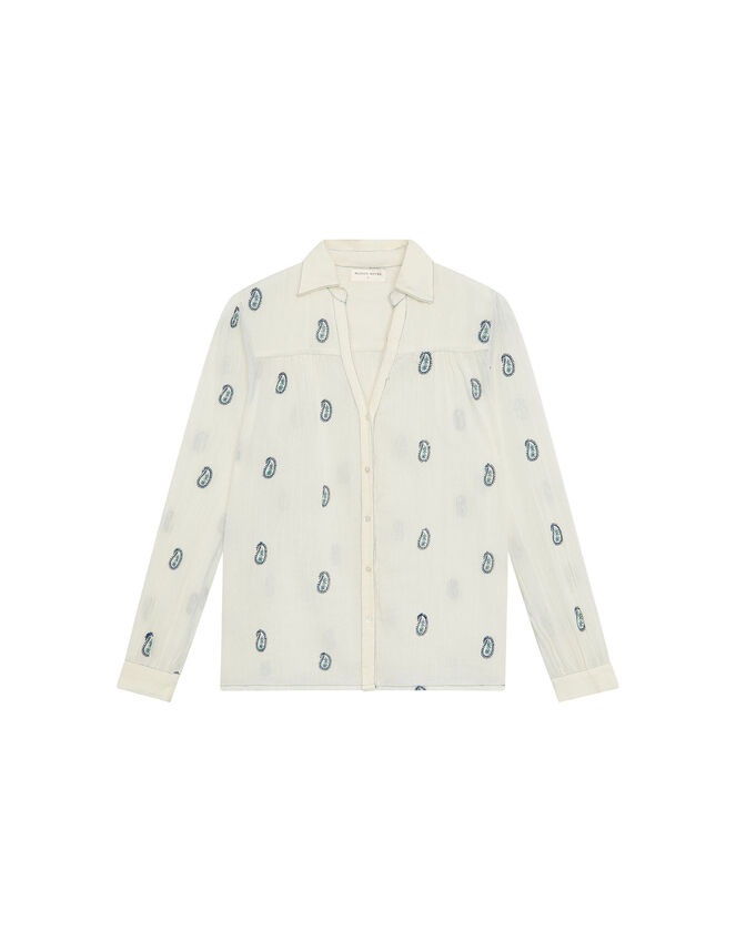 Maison Hotel Dylan Paisley Embroidered Shirt, Ivory (IVORY), large