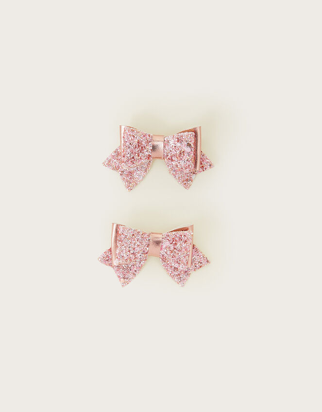 Twinkle Glitter Bow Hair Clips Set of Two, , large