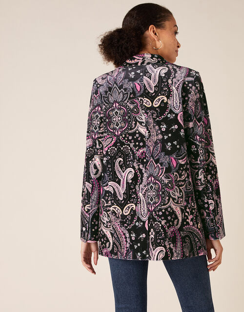 Paisley Print Velvet Jacket Black