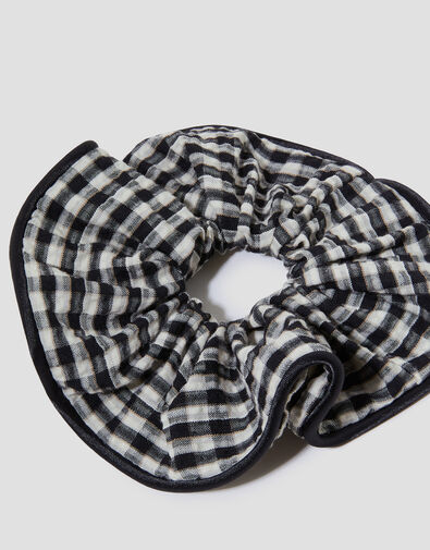 Oversized Gingham Hair Scrunchie, , large