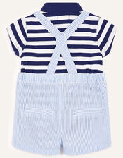 Newborn Sebastian Braces and Polo Shirt Set, Blue (BLUE), large