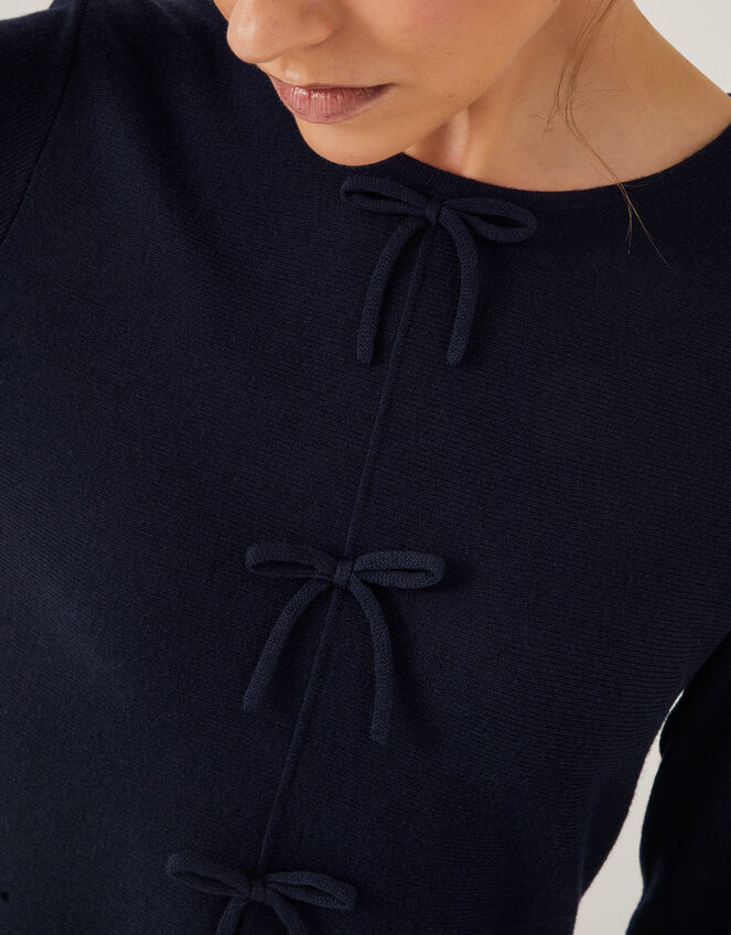 Paula Peplum Bow Jumper, Blue (NAVY), large