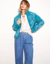 East Tate Embroidered Quilted Jacket, Teal (TEAL), large