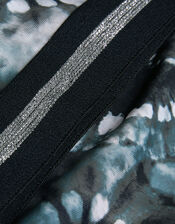 Heart Tie-Dye Halter Bralette Bikini Set, Black (BLACK), large