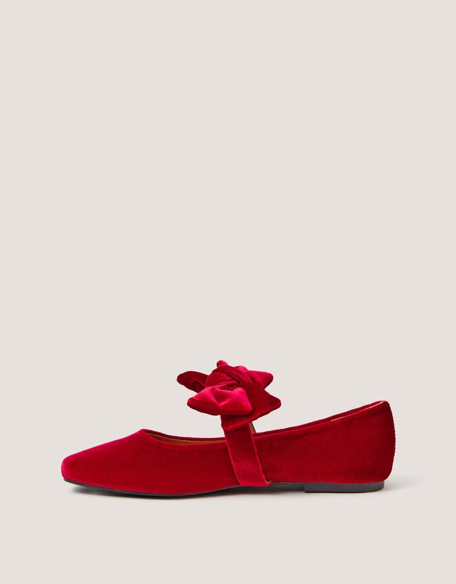 Jolie Velvet Mary Jane Ballet Flats, Red (RED), large