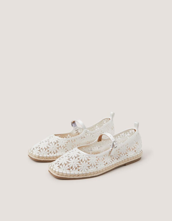 Lola Lace Espadrille Flats, Ivory (IVORY), large
