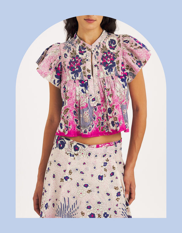 Antik Batik Amia Floral Print Top, Pink (PINK), large