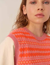 East Becky Alpaca and Cashmere Fairisle Tank, Orange (ORANGE), large