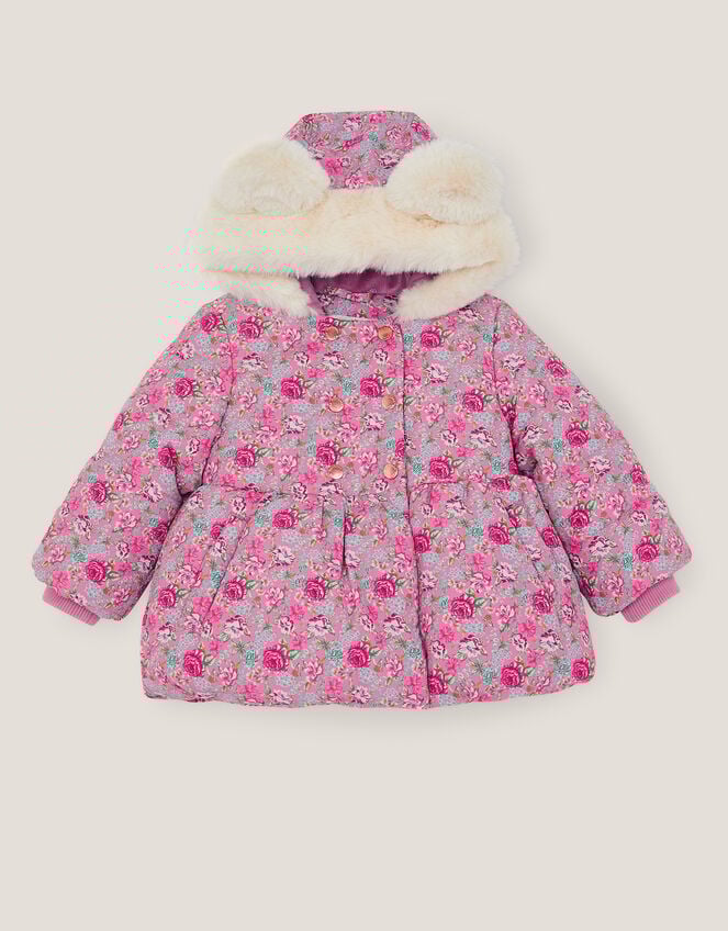 Baby Dolly Floral Print Padded Coat, Pink (PINK), large