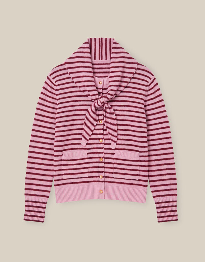 Shola Stripe Cardigan & Scarf, Pink (PINK), large