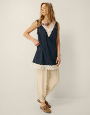 Anais Eyelet Lace Mini Dress, Blue (NAVY), large