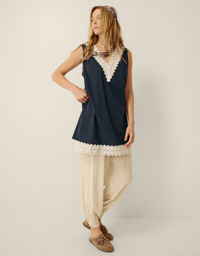 Anais Eyelet Lace Mini Dress, Blue (NAVY), large