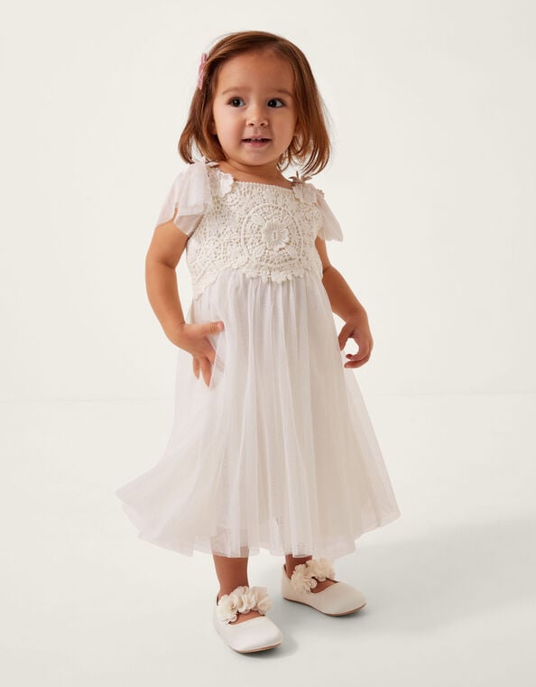 Baby Starla Lace Tulle Dress, Ivory (IVORY), large
