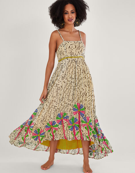 Handkerchief Hem Print Dress with LENZING™ ECOVERO™, Yellow (YELLOW), large