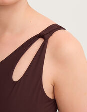 Callie Thorpe x Monsoon One-Shoulder Shaping Swimsuit, Brown (BROWN), large